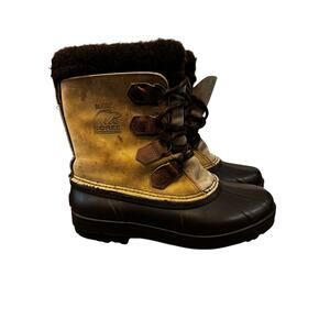 Sorel "Sudbury"‎ leather winter snow work boots faux fur - women’s 9